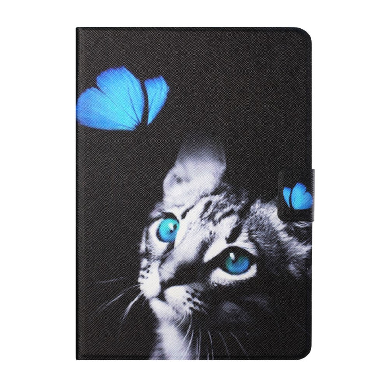 Housse iPad Mini 7 (2024) / Mini 6 (2021) Chat et Papillon Bleu