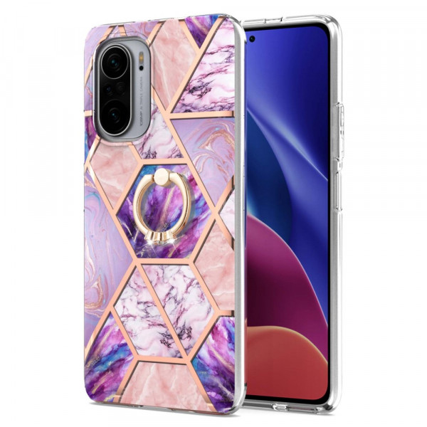 Coque Poco F3 / Xiaomi Mi 11i 5G Marbre Géométrique avec Anneau-Support