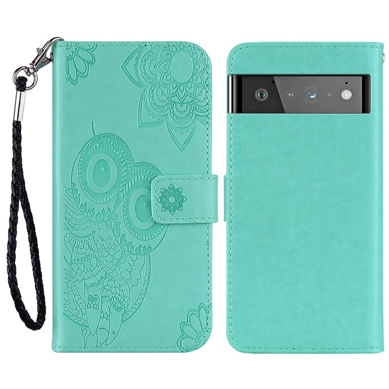 Housse Google Pixel 6 Pro Hibou Mandala et Lanière