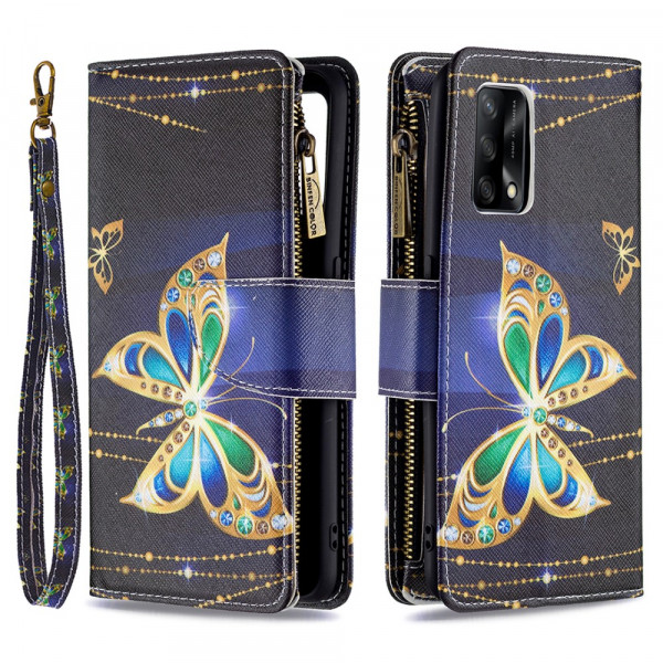 Housse Oppo A74 4G Poche Zippée Papillons