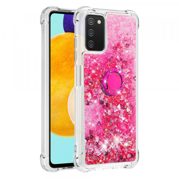 Coque Samsung Galaxy A03s Paillettes avec Anneau-Support