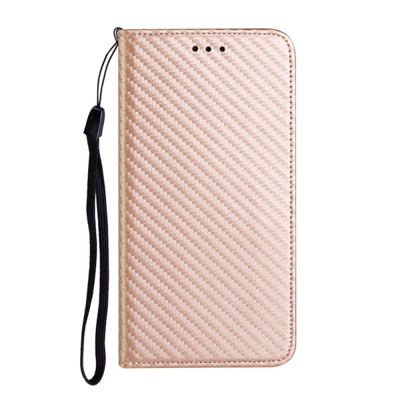 Flip Cover Samsung Galaxy A03s Fibre Carbone à Lanière