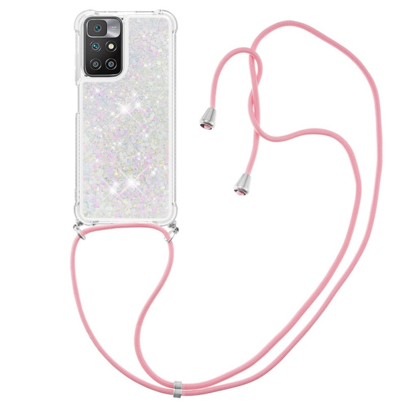 Coque Xiaomi Redmi 10 Paillettes et Cordon