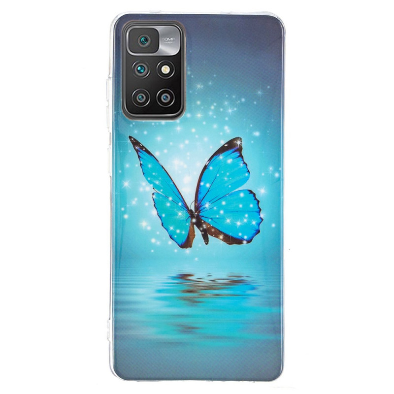 Coque Xiaomi Redmi 10 Papillon Bleu Fluorescente