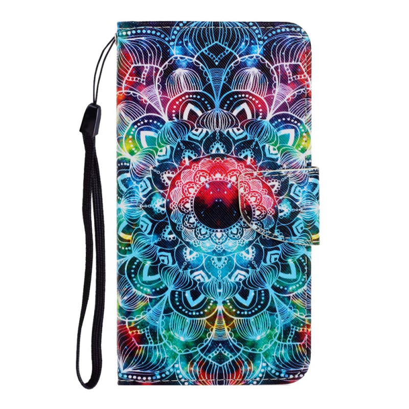 Housse Samsung Galaxy S22 Ultra 5G Flashy Mandala à Lanière