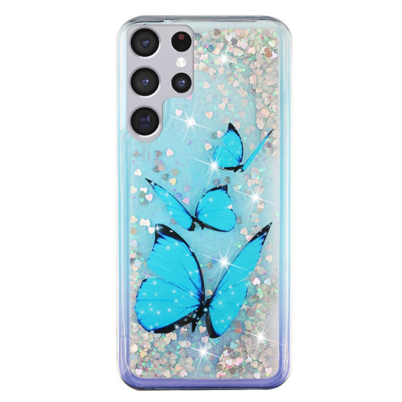 Coque Samsung Galaxy S22 Ultra 5G Paillettes Papillons