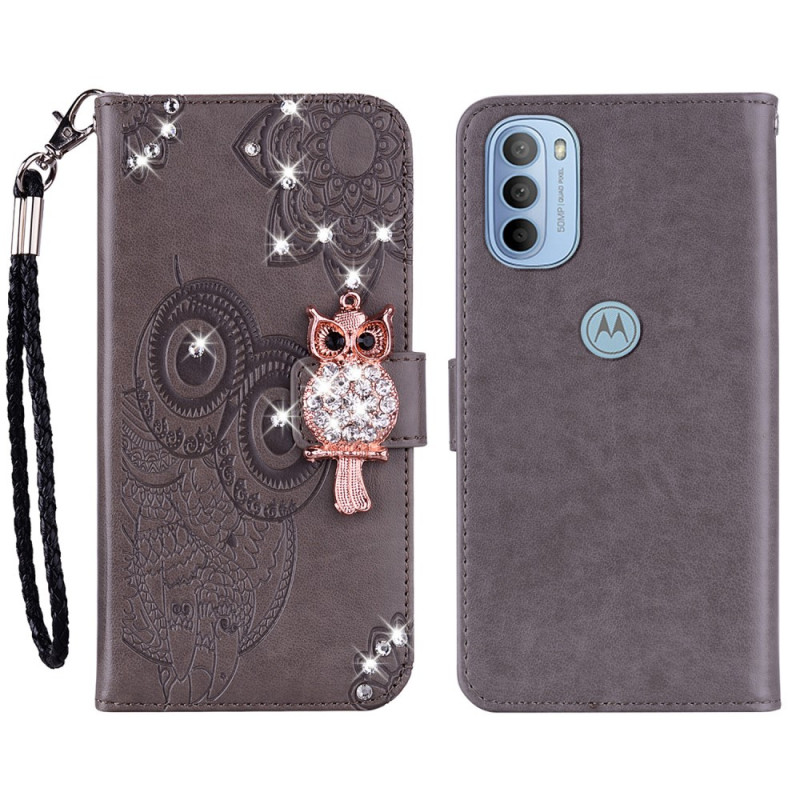 Housse Moto G41 / G31 Hibou Mandala et Breloque