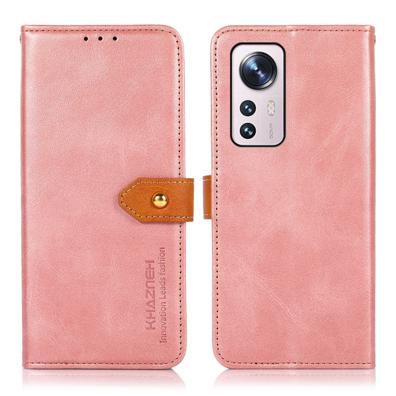 Housse Xiaomi 12 Pro Bicolore Fermoir Doré KHAZNEH