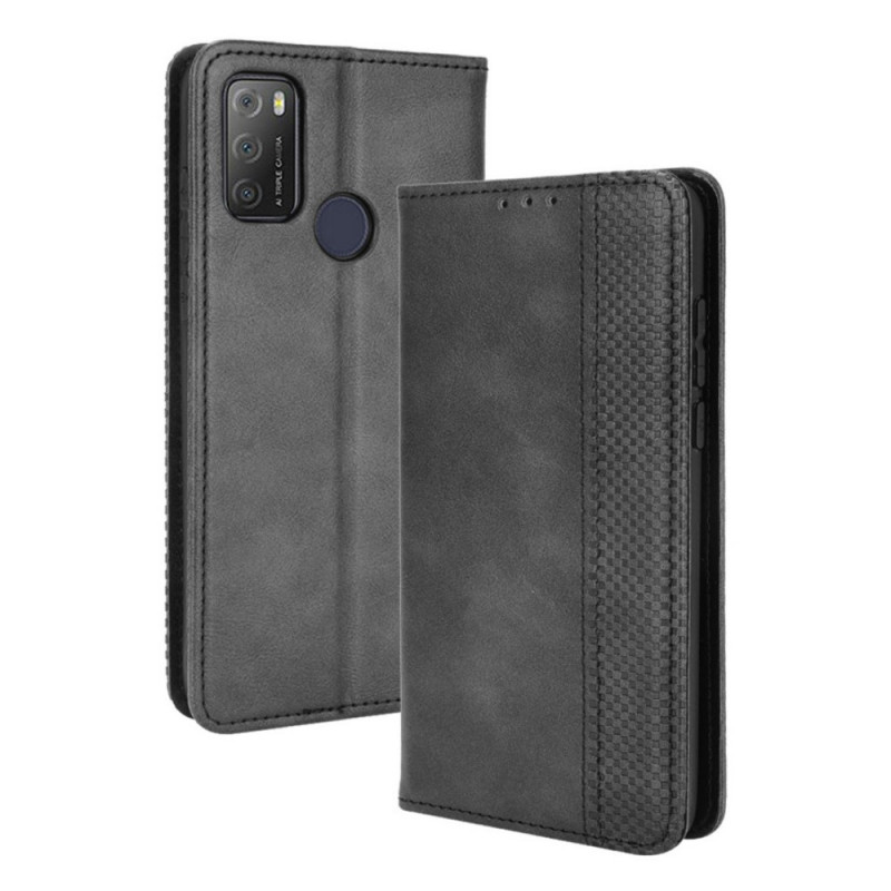 Flip Cover Alcatel 1S 2021 / 1L 2021 Effet Cuir Vintage Stylisé