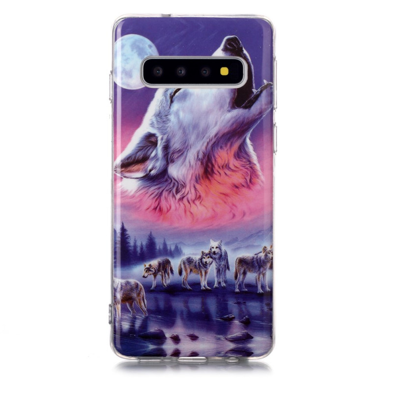 Coque Samsung Galaxy S10 Meute de Loups Fluorescente