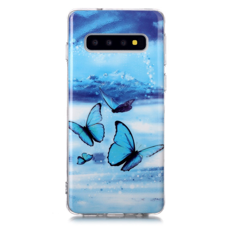 Coque Samsung Galaxy S10 Papillon Bleu Fluorescente