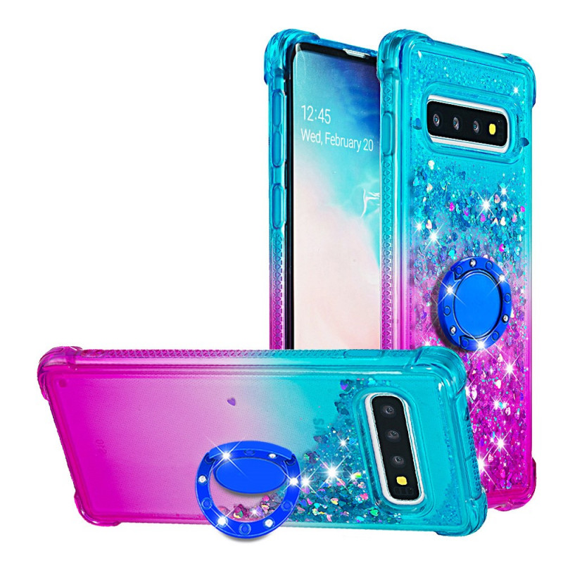 Coque Samsung Galaxy S10 Paillettes Anneau-Support