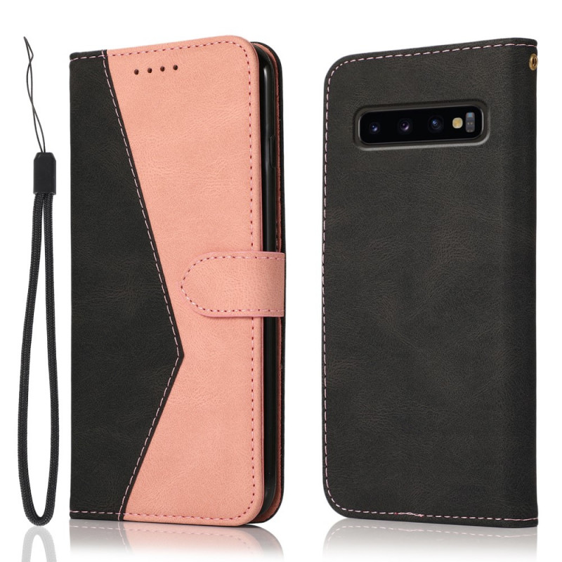 Housse Samsung Galaxy S10 Plus Simili Cuir Bicolore Triangle