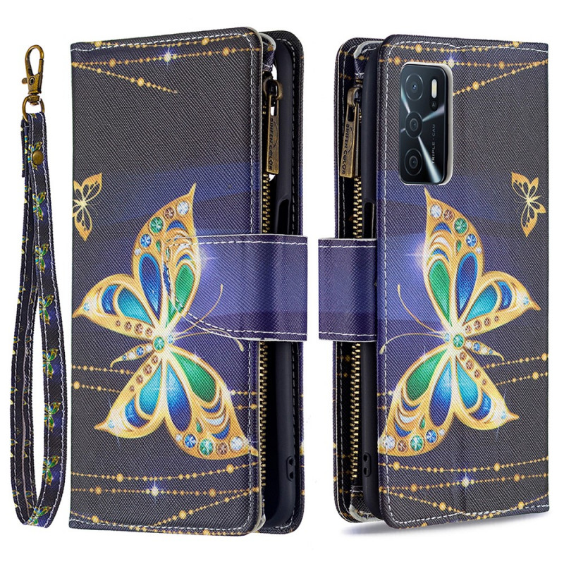 Housse Oppo A16 / A16s Poche Zippée Papillons