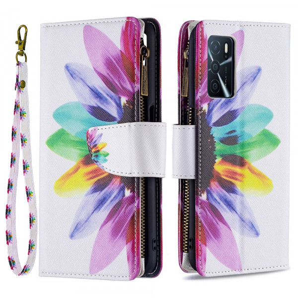 Housse Oppo A16 / A16s Poche Zippée Fleur