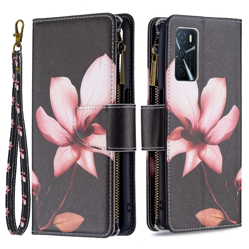 Housse Oppo A16 / A16s Poche Zippée Fleur