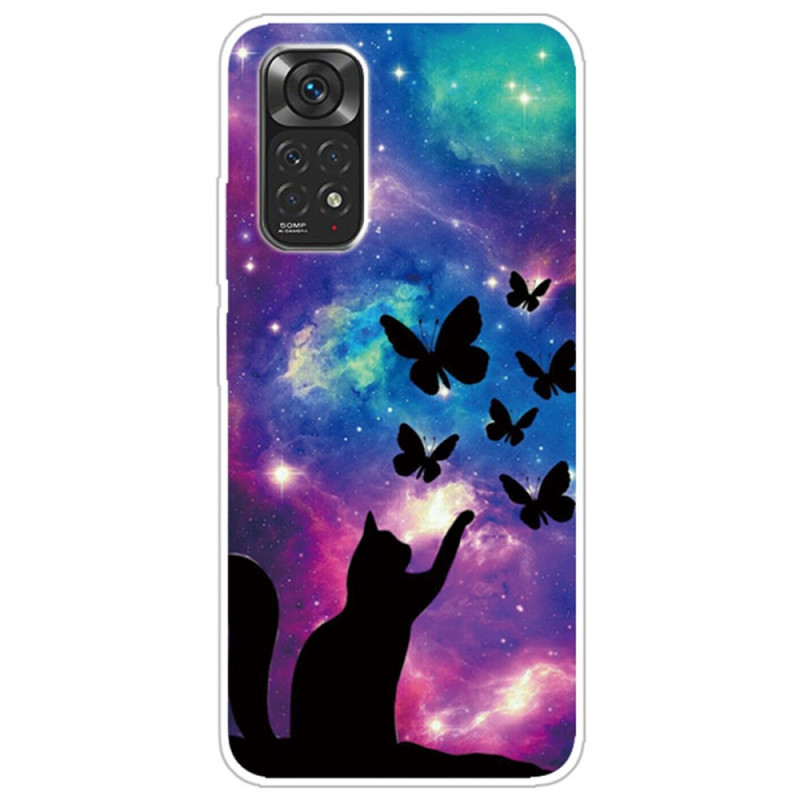 Coque Xiaomi Redmi Note 11 / 11s Chat et Papillons Dans l'Espace