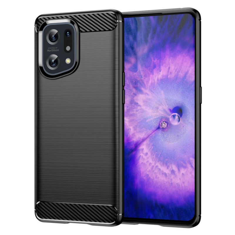 Coque Oppo Find X5 Fibre Carbone Brossée