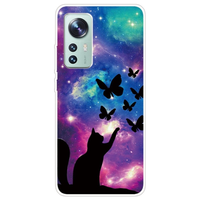 Coque Xiaomi 12 / 12X / 12S Chat et Papillons dans l'Espace