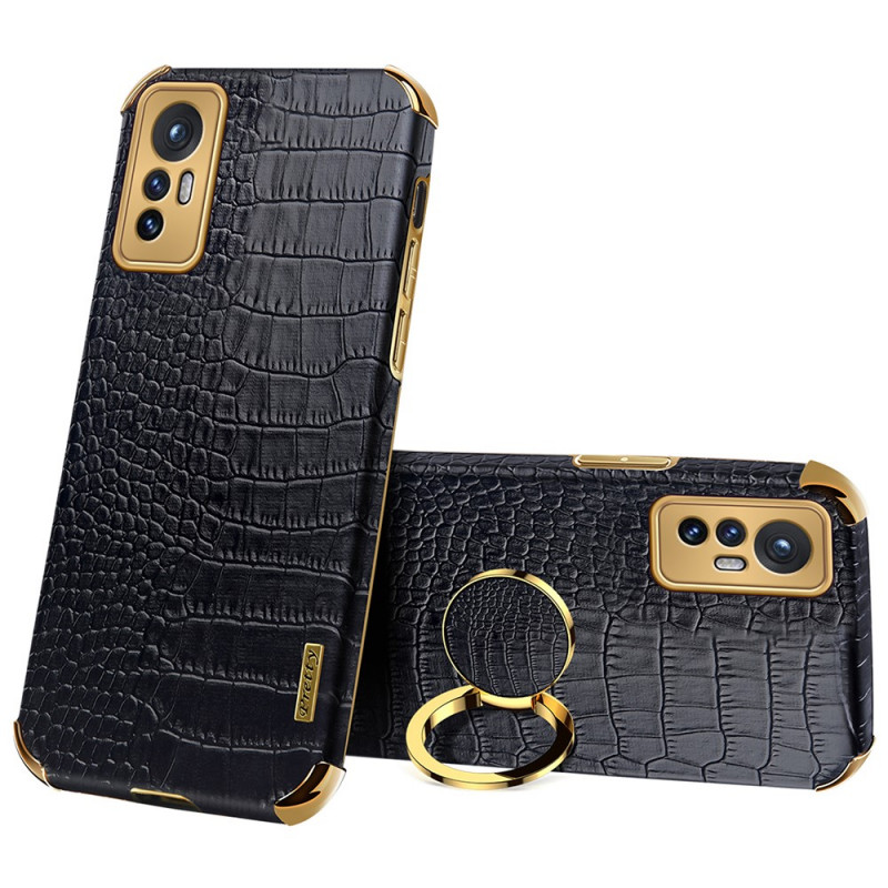 Coque Xiaomi 12 / 12X / 12S Effet Peau de Crocodile Anneau-Support