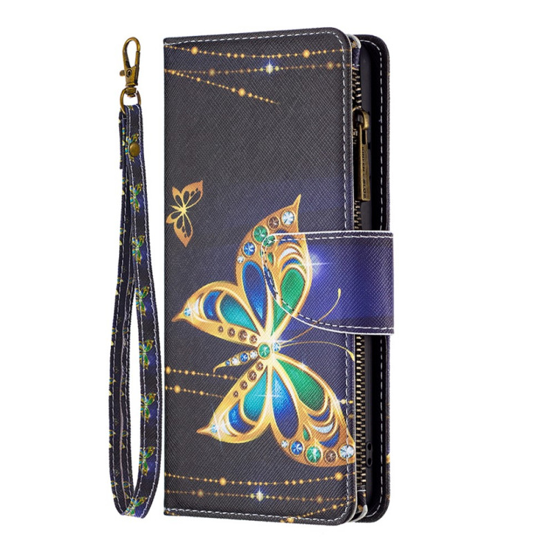 Housse Samsung Galaxy A33 5G Poche Zippée Papillon Royal