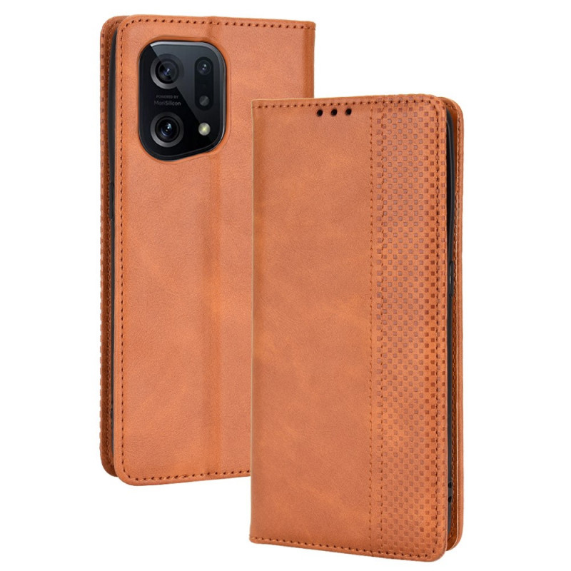 Flip Cover Oppo find X5 Effet Cuir Vintage Stylisé