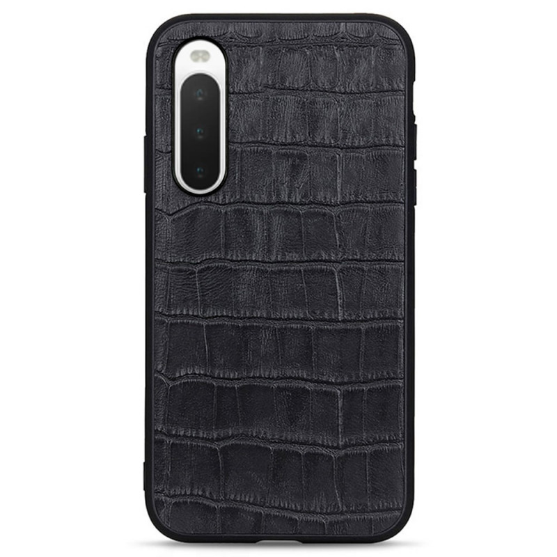 Coque Sony Xperia 10 IV Véritable Cuir Texture Crocodile