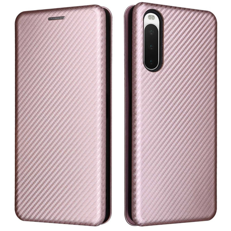 Flip Cover Sony Xperia 10 IV Texture Fibre Carbone