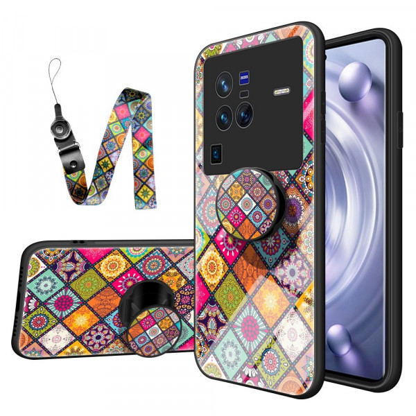 Coque Vivo X80 Pro Support Magnétique Patchwork