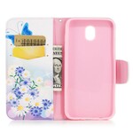 Housse Samsung Galaxy J3 2017 Papillons et Fleurs Peints