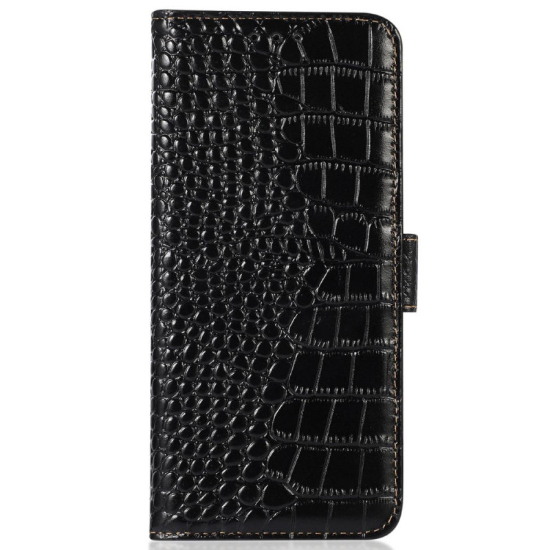 Housse Xiaomi Redmi Note 12T Pro/Poco X4 GT Cuir Véritable Style Crocodile RFID