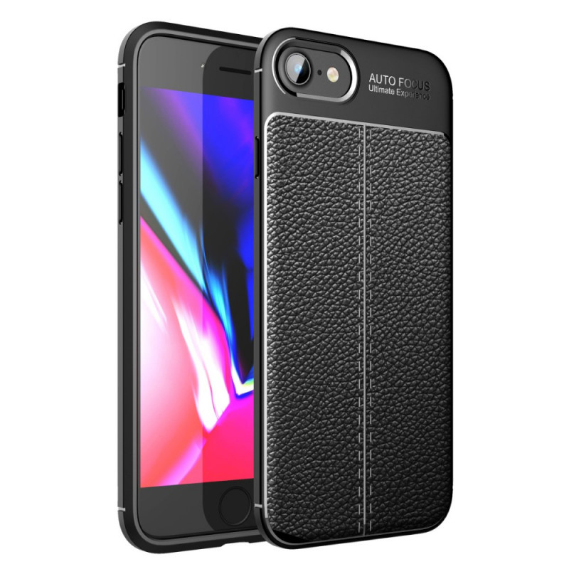 Coque iPhone SE 3 / SE 2 / 8 / 7 Simili Cuir Litchi Double Line