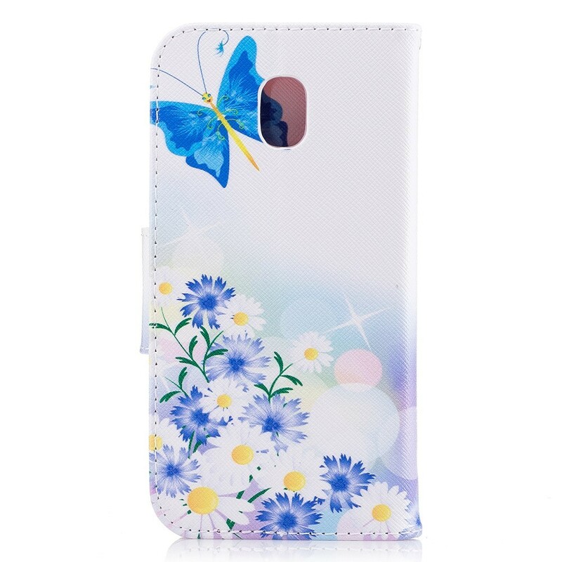 Housse Samsung Galaxy J7 2017 Papillons et Fleurs Peints