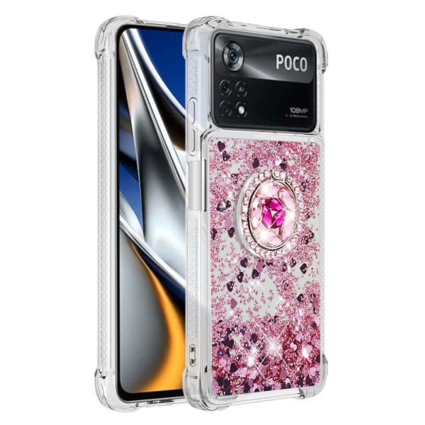 Coque Poco X4 Pro 5G Paillettes avec Anneau-Support