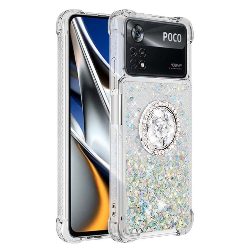 Coque Poco X4 Pro 5G Paillettes avec Anneau-Support