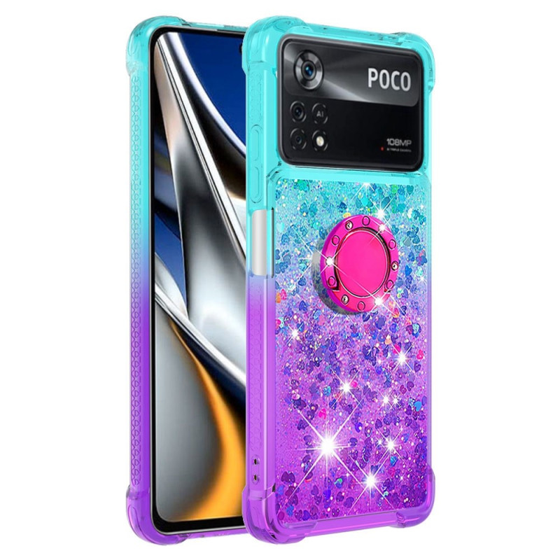 Coque Poco X4 Pro 5G Paillettes Anneau-Support