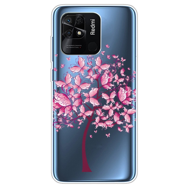 Coque Xiaomi Redmi 10C Transparente Arbre Rose