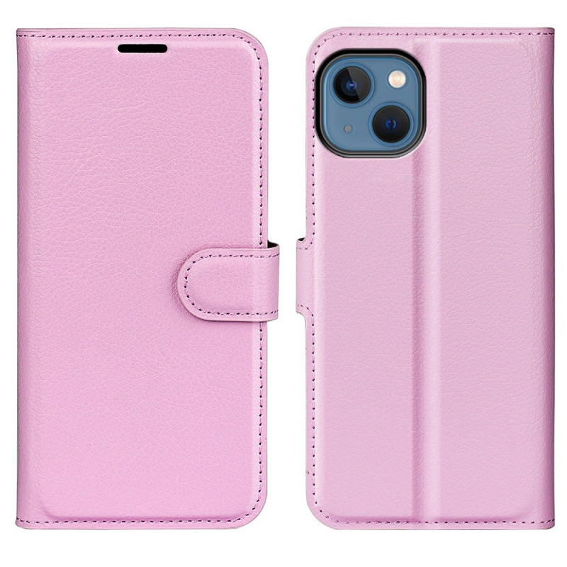 Housse iPhone 14 Plus Classique Cuir Litchi