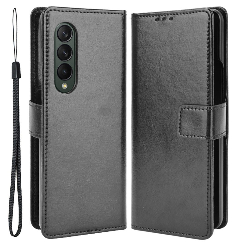 Housse Samsung Galaxy Z Fold 4 Classique à Lanière Simili Cuir Lisse