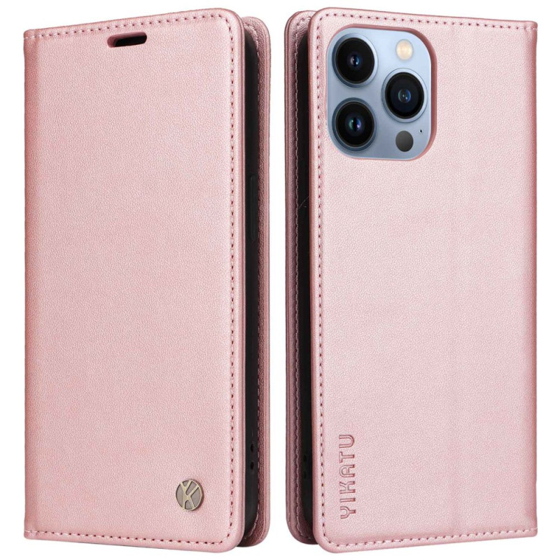 Flip Cover iPhone 13 Pro Style Cuir Rivet YIKATU