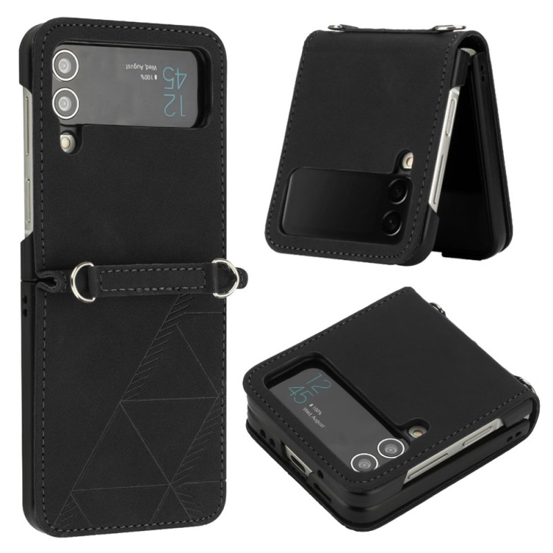 Coque Samsung Galaxy Z Flip 4 Simili Cuir Triangles