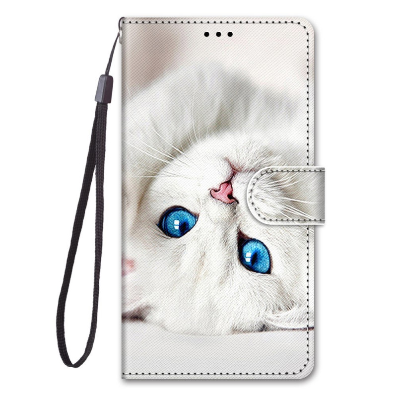 Housse Xiaomi Redmi 10A Chaton Blanc à Lanière