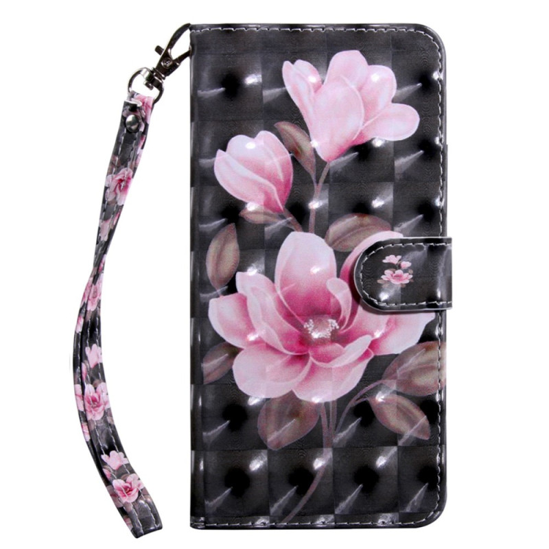 Housse Samsung Galaxy S23 5G Florale Rose avec Lanière