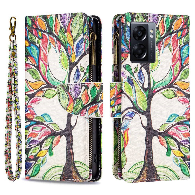 Housse Oppo A77 5G / A57 5G Poche Zippée Arbre