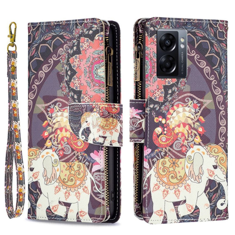 Housse Oppo A77 5G / A57 5G Poche Zippée Éléphant