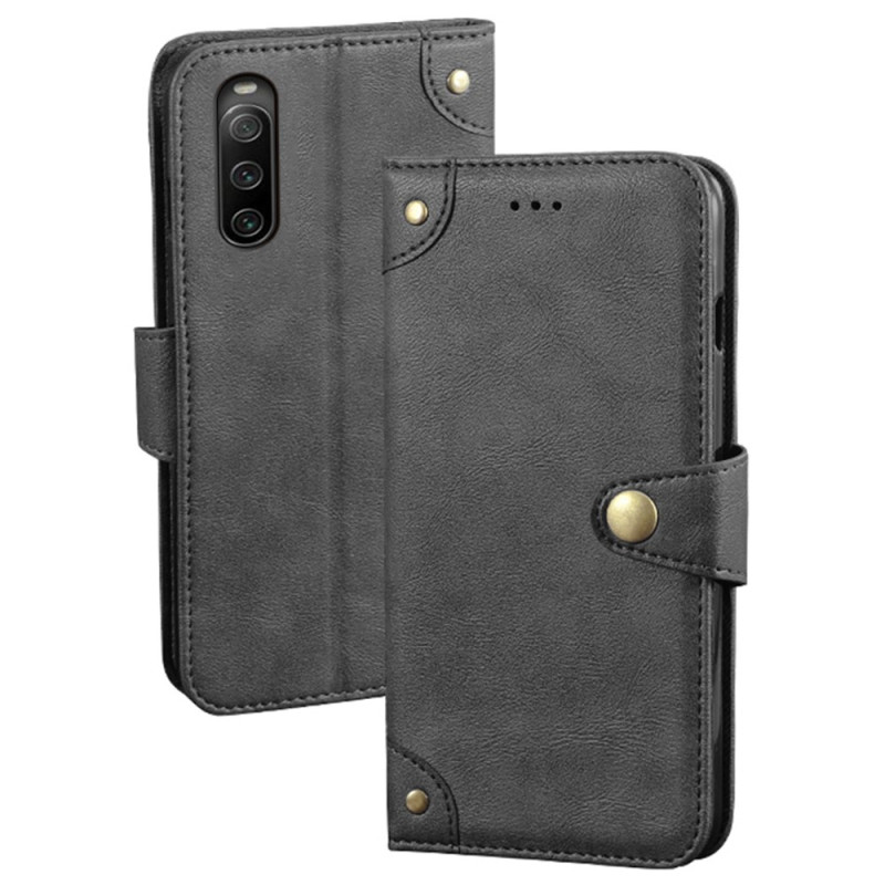 Housse Sony Xperia 10 IV Style Cuir avec Rivets IDEWEI