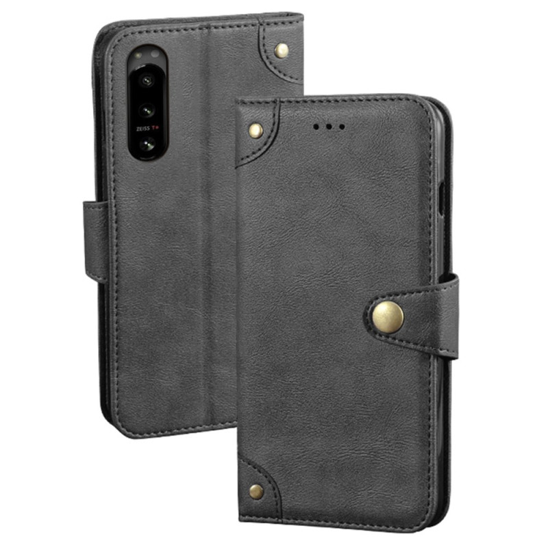 Housse Sony Xperia 5 IV Style Cuir avec Rivets IDEWEI