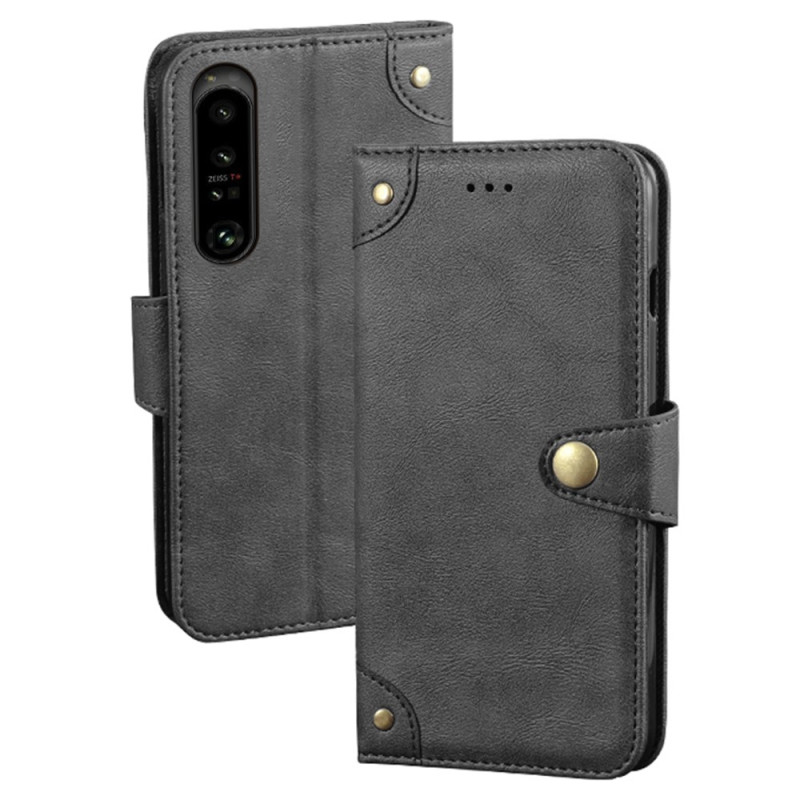 Housse Sony Xperia 1 IV Style Cuir avec Rivets IDEWEI