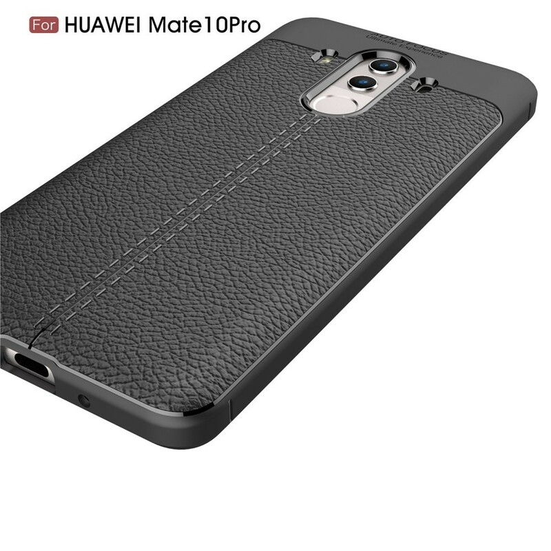 Coque Huawei Mate 10 Pro Effet Cuir Litchi Double line