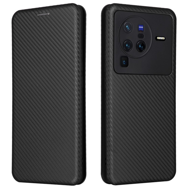 Flip Cover Vivo X80 Pro Fibre Carbone Colorée